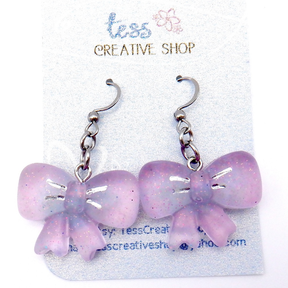 Handmade Resin Bow Earrings NEW